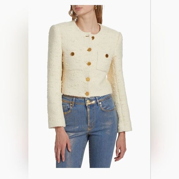 Frame Denim Jackets & Blazers - Frame Cropped cotton-blend‎ bouclé-tweed jacket In Cream